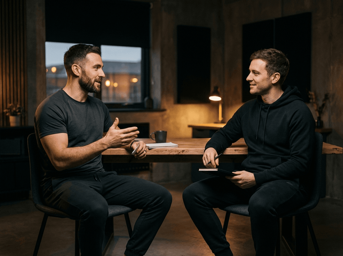 Two men in a Forged coaching conversation